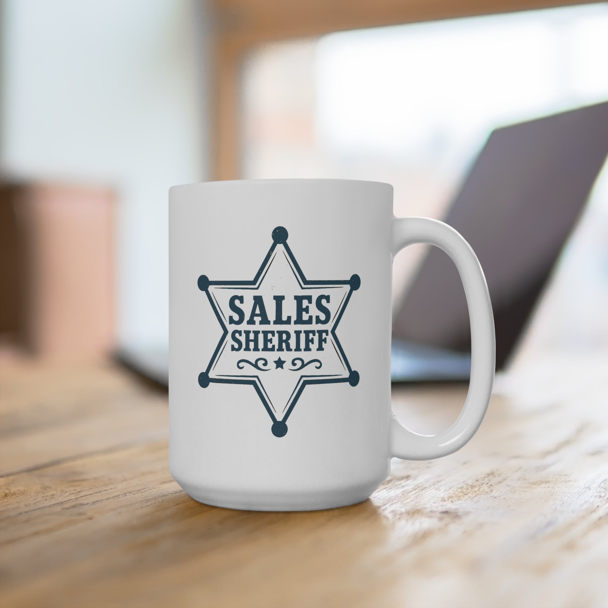 Sales Sheriff Mug – 15oz of Pipeline Justice- Funny Coffee Cup, Gift for Salespeople, Humor Mug, Office Decor, Coworker Gift, Motivational Drinkware