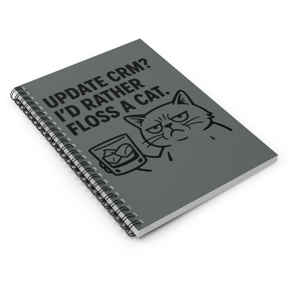 Funny Cat Spiral Notebook - I'd Rather Floss a Cat, Cute Journal for Cat Lovers, Office Supplies, Gift for Pet Parents, Desk Accessories