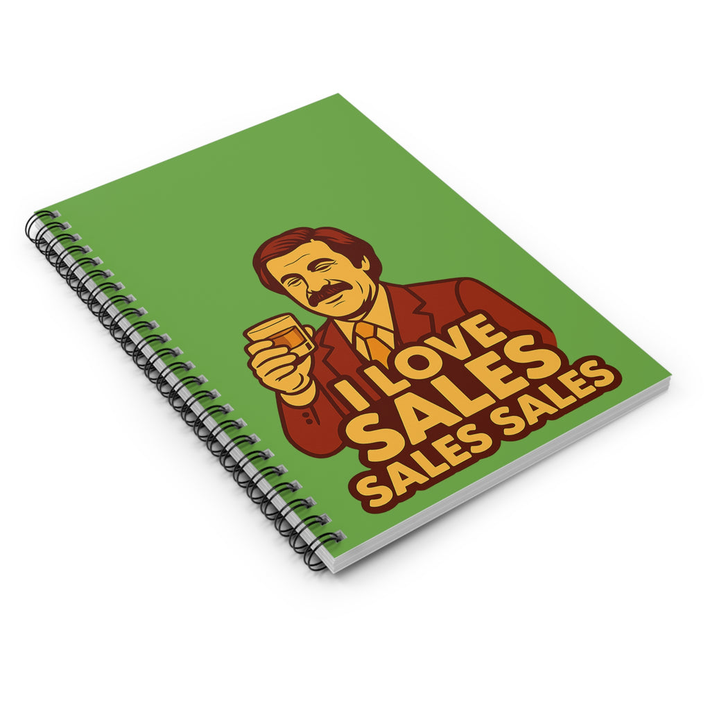 Sales-Themed Spiral Notebook for Business Lovers, Fun Office Stationery, Gift for Entrepreneurs, Sales Team Motivation, Green Cover Design