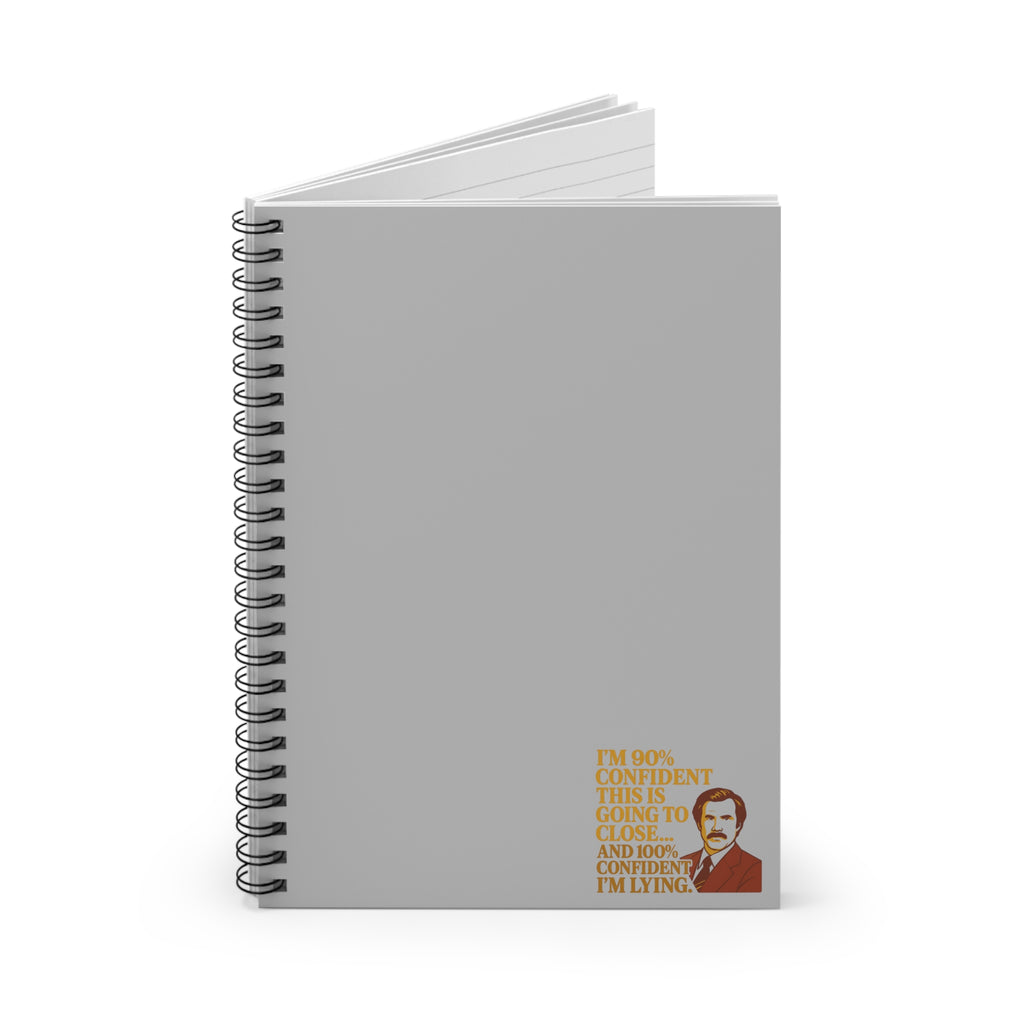 Funny Spiral Notebook - 90% Confident Quote, Unique Gift for Students, Journal, Office Humor, Stationery, Back to School Supplies