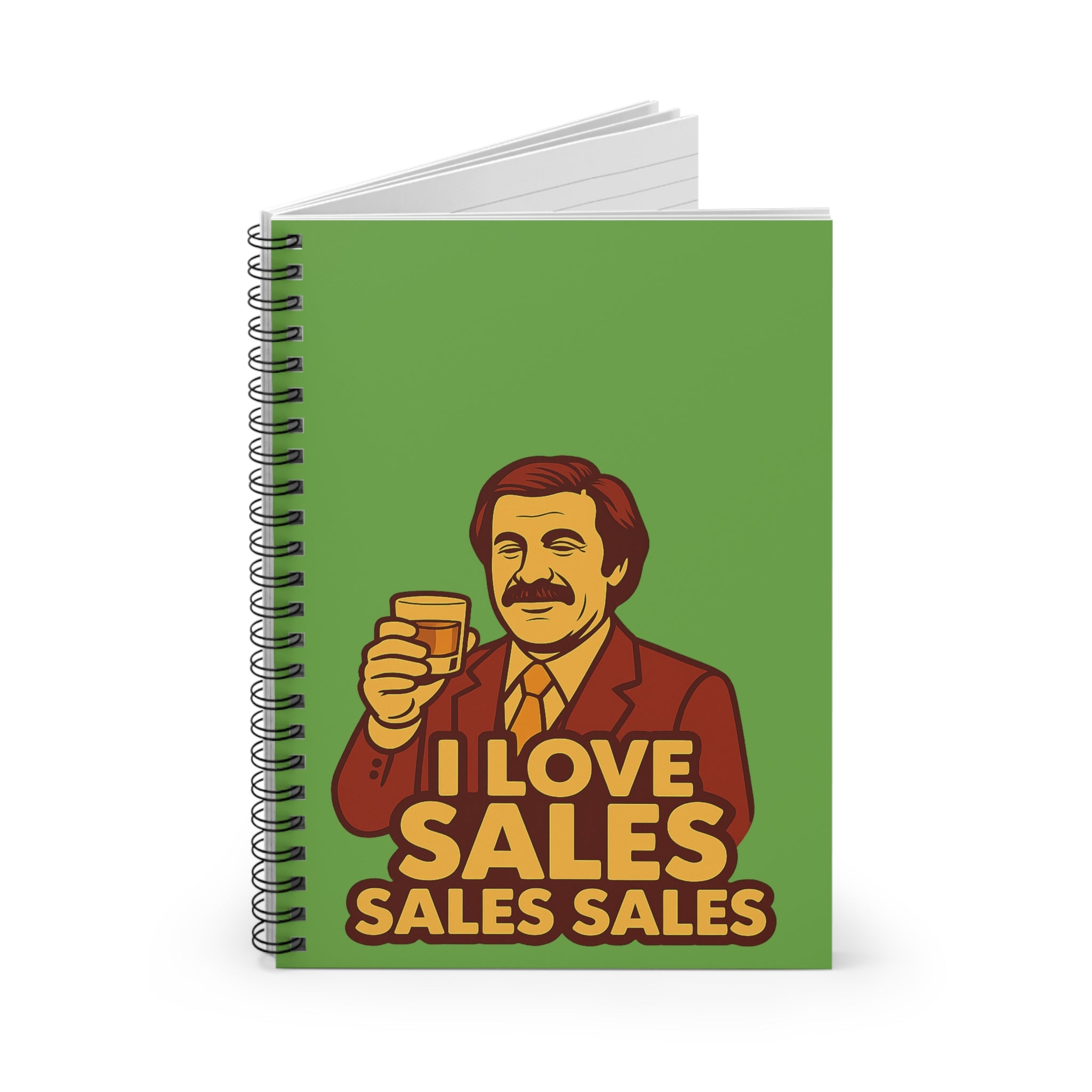 Sales-Themed Spiral Notebook for Business Lovers, Fun Office Stationery, Gift for Entrepreneurs, Sales Team Motivation, Green Cover Design