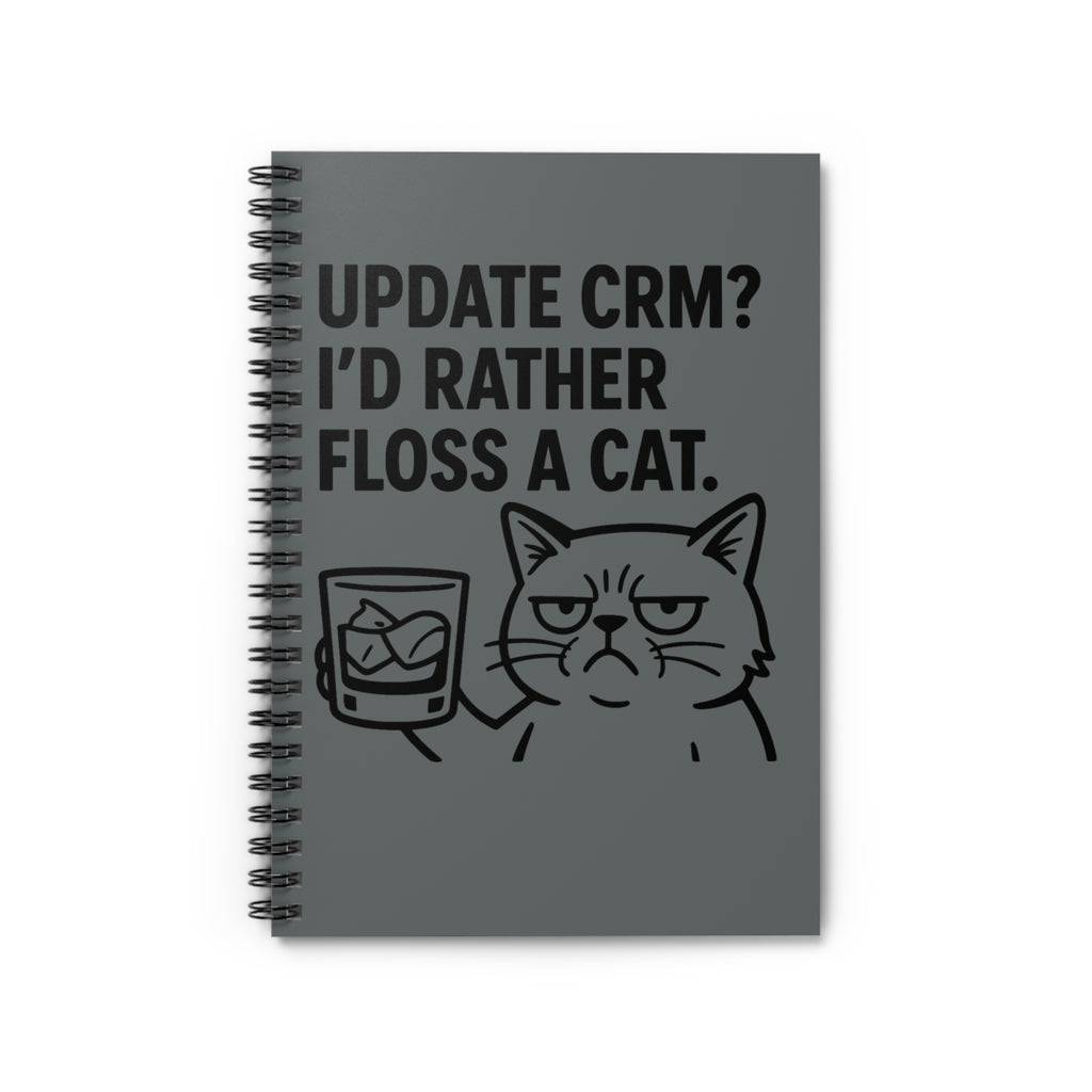 Funny Cat Spiral Notebook - I'd Rather Floss a Cat, Cute Journal for Cat Lovers, Office Supplies, Gift for Pet Parents, Desk Accessories
